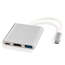 Hub USB-C 3 em 1 com HDMI + USB-A 3.0 + USB-C PD