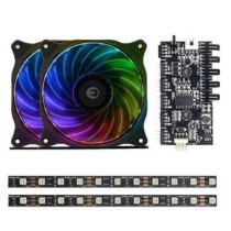 Kit 2x Fan RGB FXE15-120S4P4S + 2x Fita RGB + controlador RGB CLD05SPRO
